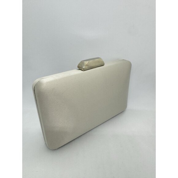 INC International Concepts crystal top handle satin clutch evening bag -Silver - Picture 6 of 8